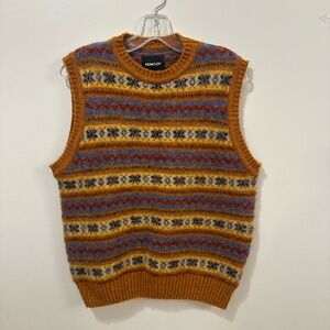 Mustard Fair Isle Sleeveless Crew Sweater Vest